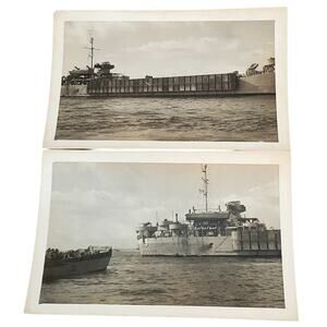 Vtg Monochromatic Cargo Ship B & W Photo Lot of 2 Landscape Nautical 3 x 4.75"
